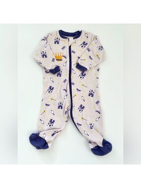 🩵4/$20 Tuffy Purple and Yellow Footies One Piece with Castle Crown Design